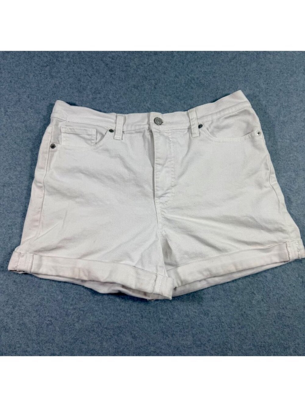 Banana Republic Women’s 29/8 White Denim Cuffed High Rise Shorts Stretch